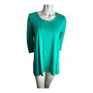 Pure Essence Kelly Green 3/4 Sleeve Bamboo Blend Tunic Size Medium